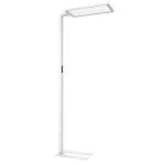 Lampadaire Silvar blanc à LED, éclairage direct et indirect réglable, technologie HCL pour le confort visuel au bureau.